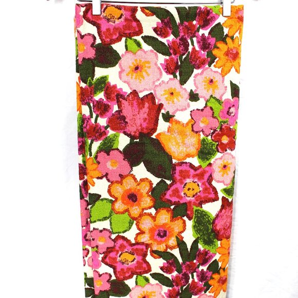 Vintage Flower Power Print Bark Cloth Fabric-3 Sewn Panels Boho Mod Groovy - Picture 1 of 7